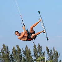 Kite boarding on Key Biscayne at Key Biscayne's Crandon Park