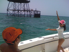 Fowey Rocks Lighthouse from boat